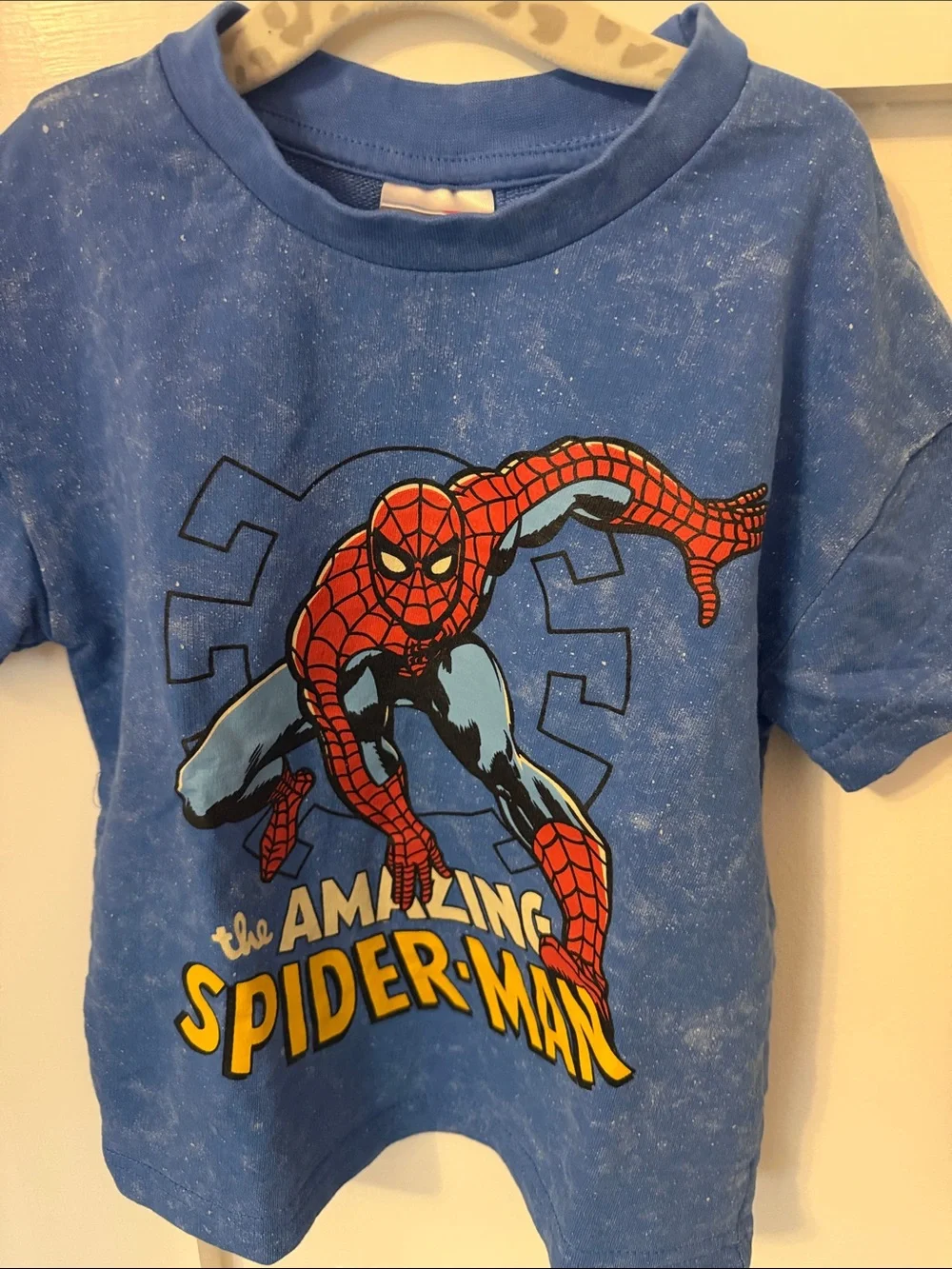 Marvel Blue Spider-Man Graphic Tee with Bold Yellow Logo
